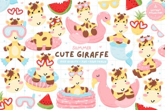 Download Cute Giraffe Summer Clipart Giraffe PNG - Summer Collection