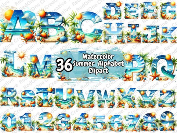 Download Summer Alphabet Clipart PNG Bundle - Summer Collection