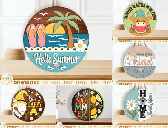 Download Hello Summer Door Hanger Svg Bundle - Summer Collection
