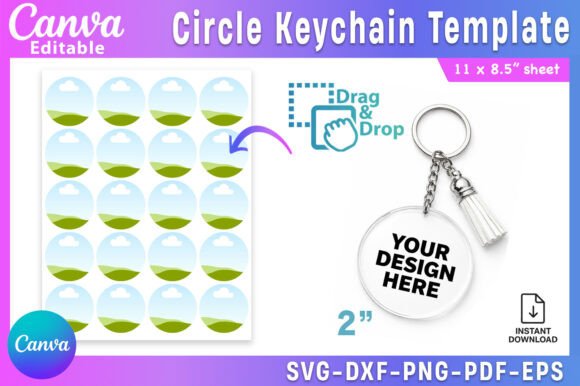 Download Circle Keychain Template, 2" Circle Keyc - Keychain template Collection