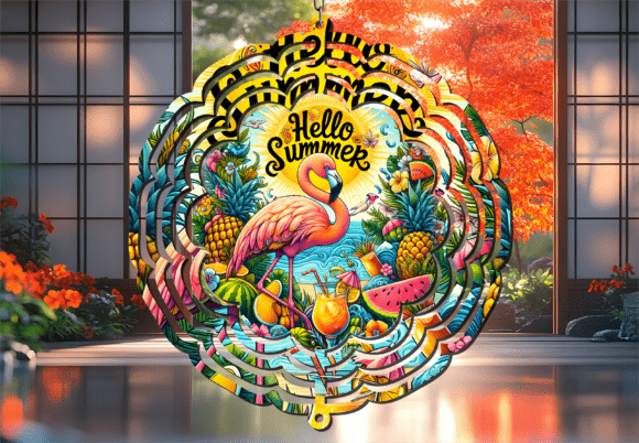 Download Hello Summer Fruit Flamingo Wind Spinner - Summer Collection