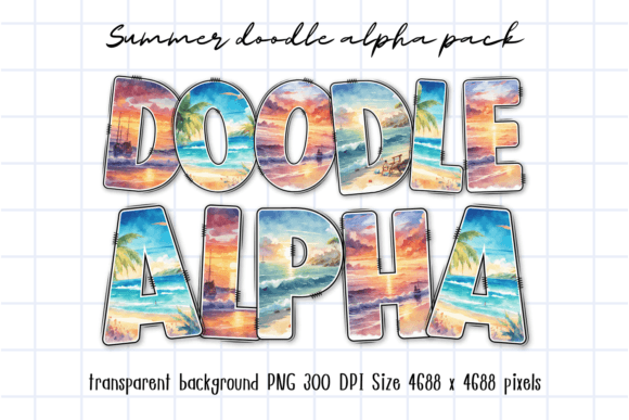 Download Summer Watercolor Beach Sunset Letters - Summer Collection