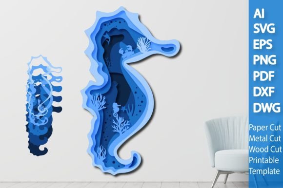 Download Summer Sea Horse Paper/Laser 3D&nbsp;&nbsp; - Summer Collection