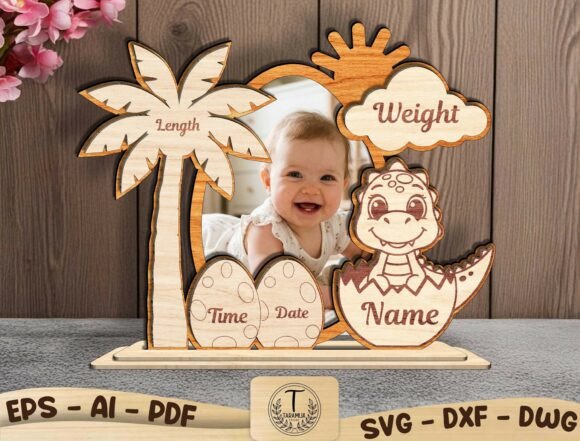 Download Baby Dinosaur Birth Stat Laser Cut SVG - Laser cut svg Collection