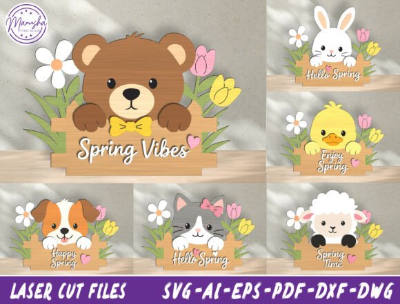 Download Spring Animal Sign Laser Cut SVG Bundle - Laser cut svg Collection
