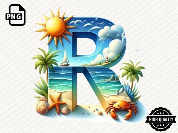 Download Watercolor Summer Alphabet Clipart PNG - Summer Collection
