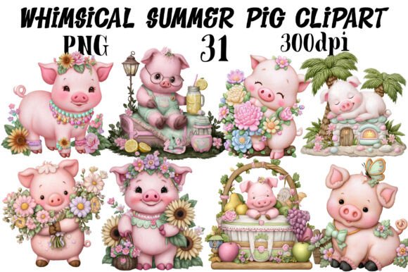 Download Whimsical Summer Pig Clipart - Summer Collection