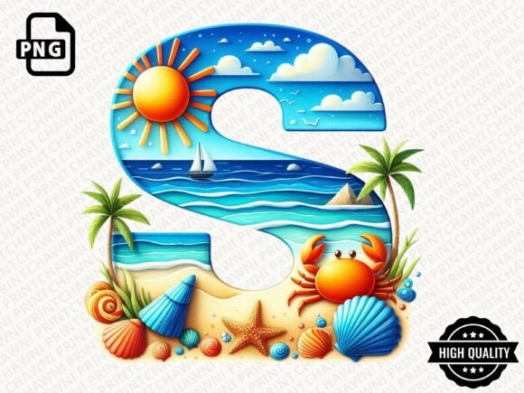 Download Watercolor Summer Alphabet Clipart PNG - Summer Collection