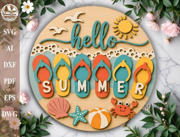 Download Flip Flops Beach Door Sign Laser Cut SVG - Laser cut svg Collection