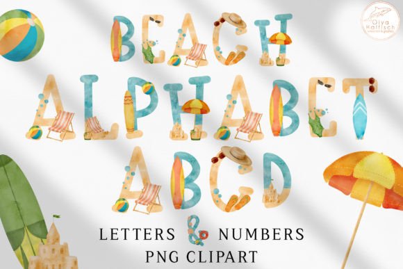 Download Summer Beach Alphabet Clipart PNG - Summer Collection