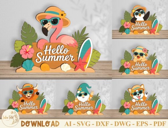 Download Hello Summer Laser Cut File SVG Bundle - Summer Collection