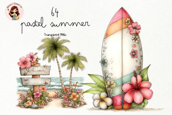 Download Watercolor Pastel Summer PNG Clipart - Summer Collection