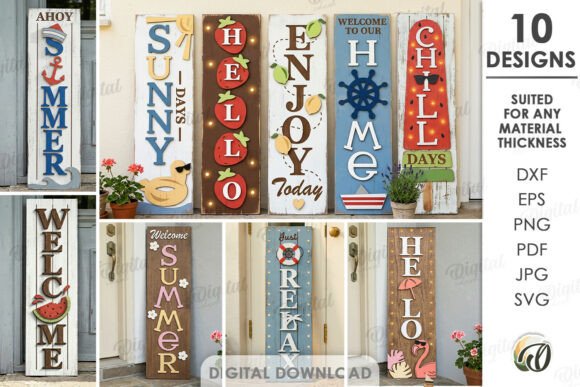 Download 3D Vertical Summer Signs Bundle Lasercut - Summer Collection
