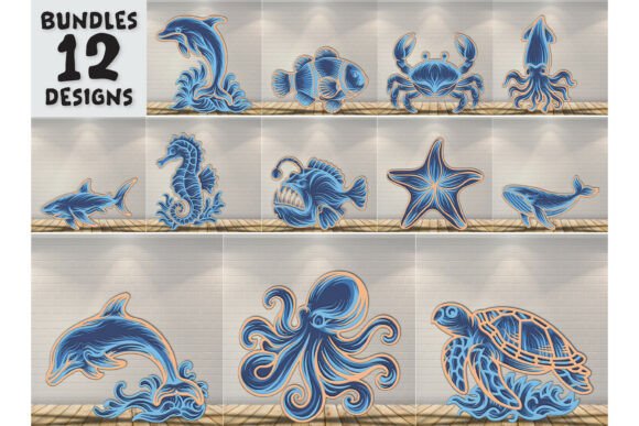 Download Ocean Animals Laser Cut SVG - Marine - Laser cut svg Collection
