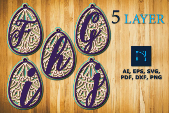 Download Layer Alphabet F-J Egg with Mandala SVG - Layer alphabet Collection
