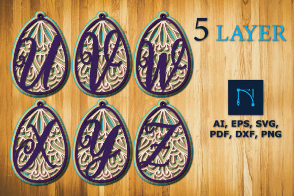 Download Layer Alphabet U-Z Egg with Mandala SVG - Layer alphabet Collection