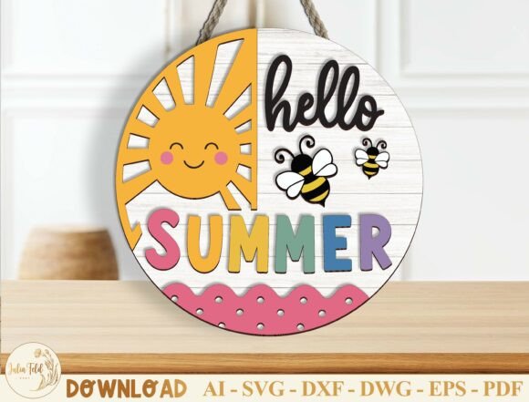 Download Hello Summer Door Hanger Laser Cut File - Summer Collection