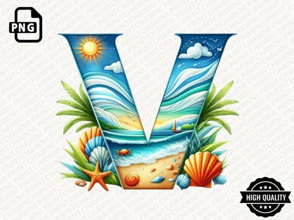 Download Watercolor Summer Alphabet Clipart PNG - Summer Collection