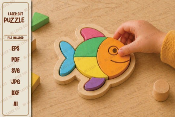 Download Colorful Fish Baby Puzzle Laser Cut SVG - Laser cut svg Collection