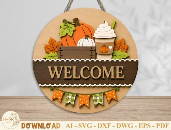Download Autumn Welcome Door Hanger Laser Cut Svg - Laser cut svg Collection