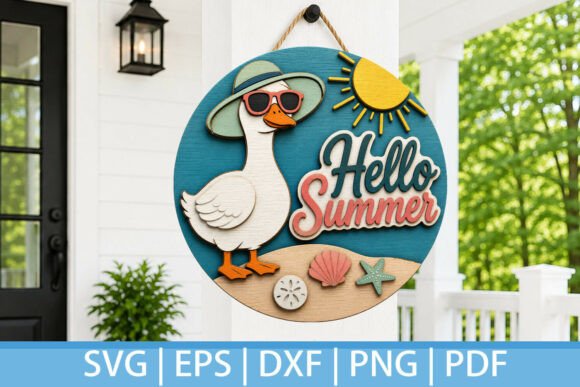 Download Hello Summer Goose SVG | Door Hanger - Summer Collection
